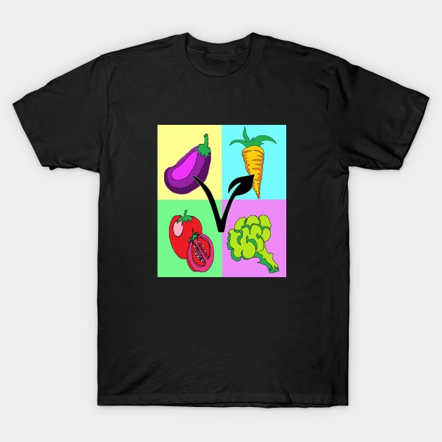 Vegan Pop Art veg T-Shirt by LowEndGraphics